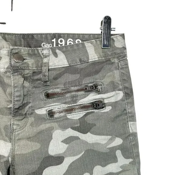Gap 1969 Womens Camouflage Low Rise Always Skinny Zipper Pocket Jeans 27 Grunge - Picture 6 of 12